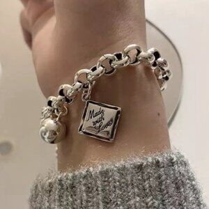 NEW ENGLISH SQUARE 925 STERLING SILVER BRACELET, NICE BRACELET, CUTE BRACELET